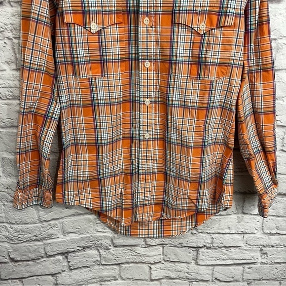 POLO RALPH LAUREN Trim Military LS Button Front Plaid Shirt Pastel mens medium - Picture 3 of 7